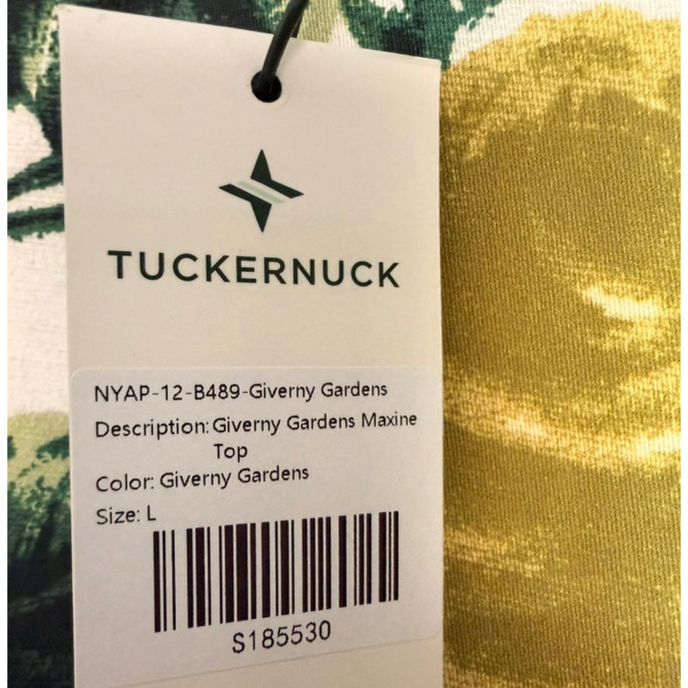 NWT Tuckernuck Giverny Gardens Maxine Top | Yellow Rose Print + Feather Cuffs - Picture 2 of 7